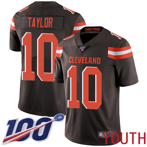 Cleveland Browns Taywan Taylor Youth Brown Limited Jersey #10 NFL Football Home 100th Season Vapor Untouchable